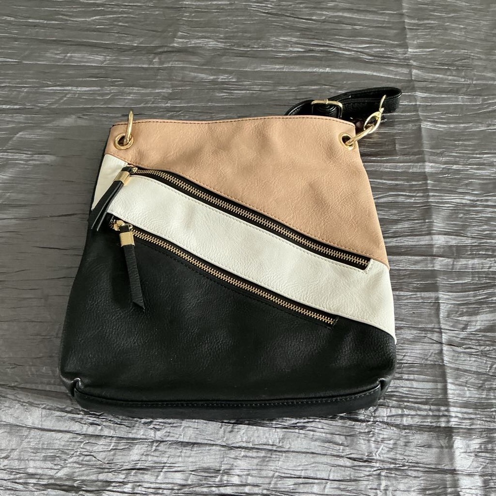 Stylish Black, White, and Tan Women's Bag